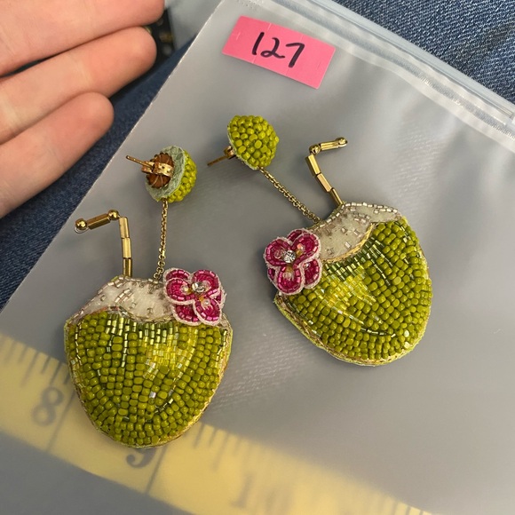 127 Deepa Gurnani Coconut Water Earrings in Green - Picture 9 of 9